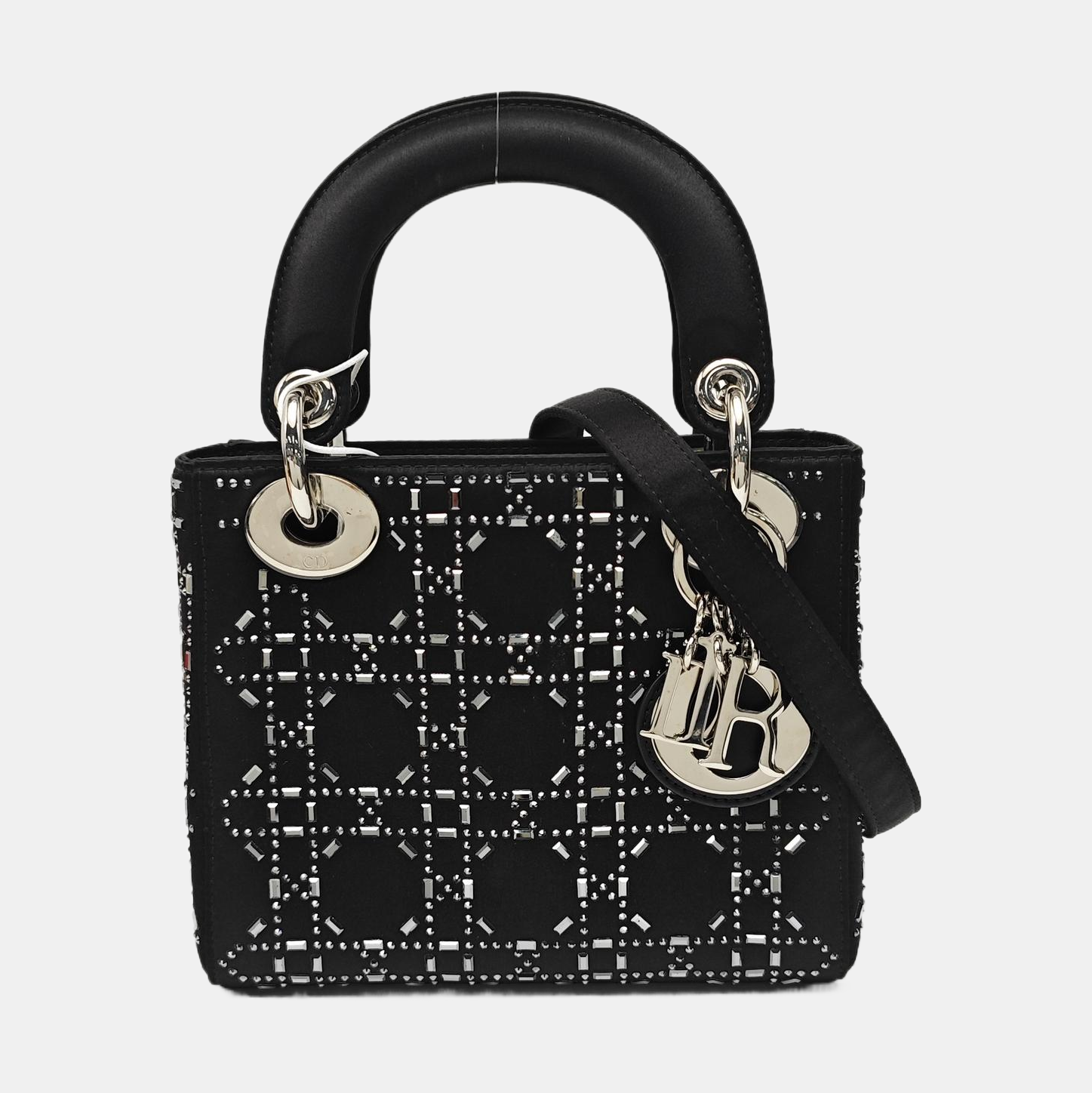 Lady Dior Mini Cannage Silk Satin Black