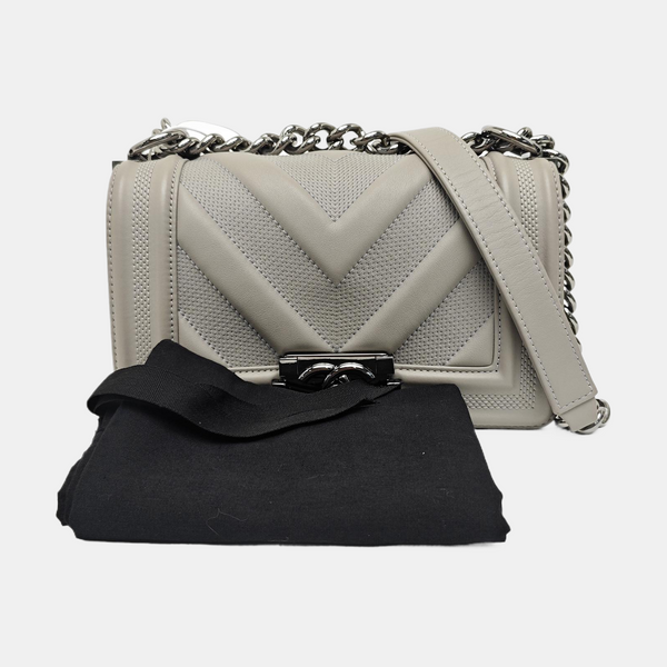 BOY CHANEL Small Chevron Calfskin Gray