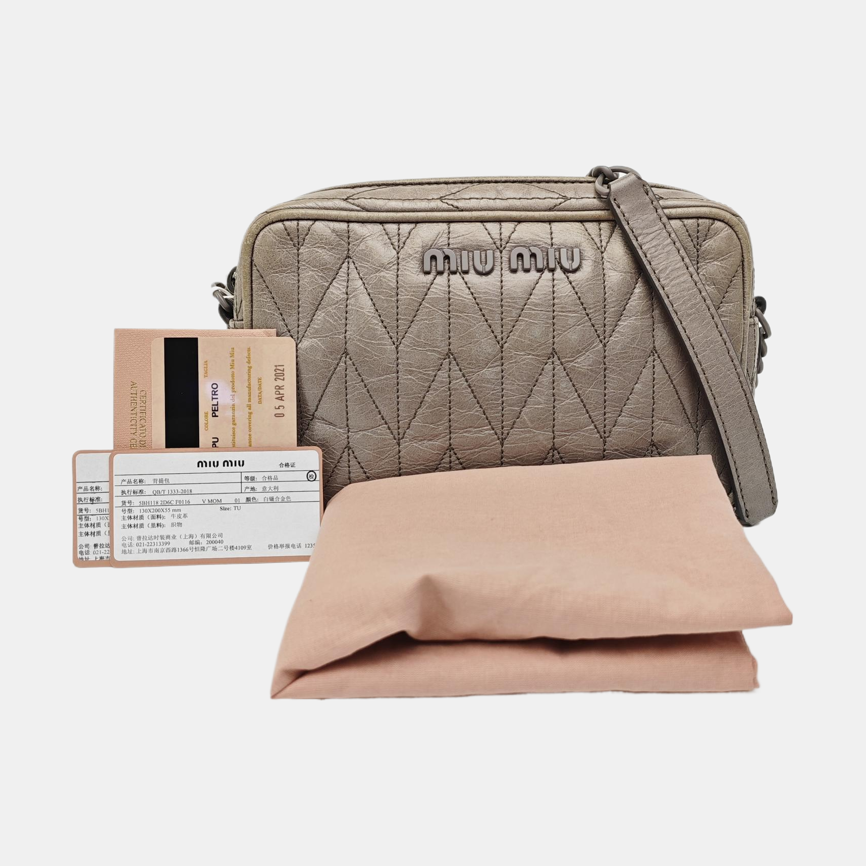 Quilted Lambskin Crossbody Bag Gray