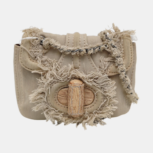 Denim Shoulder Bag Beige