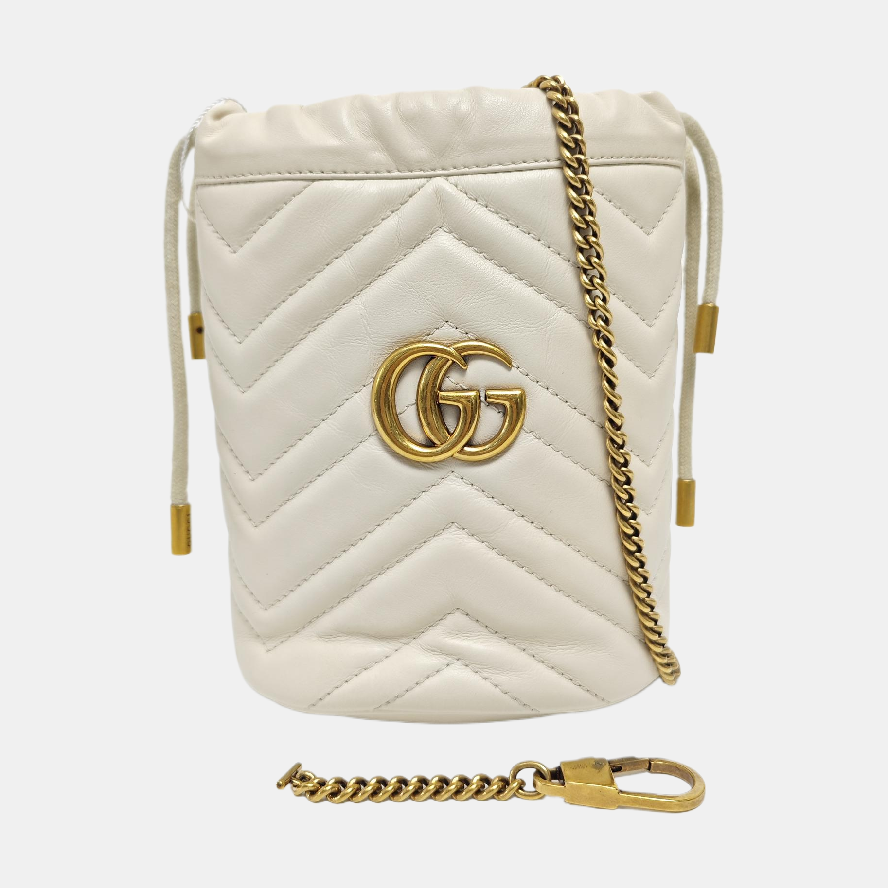 GG Marmont Mini Quilted Calfskin White