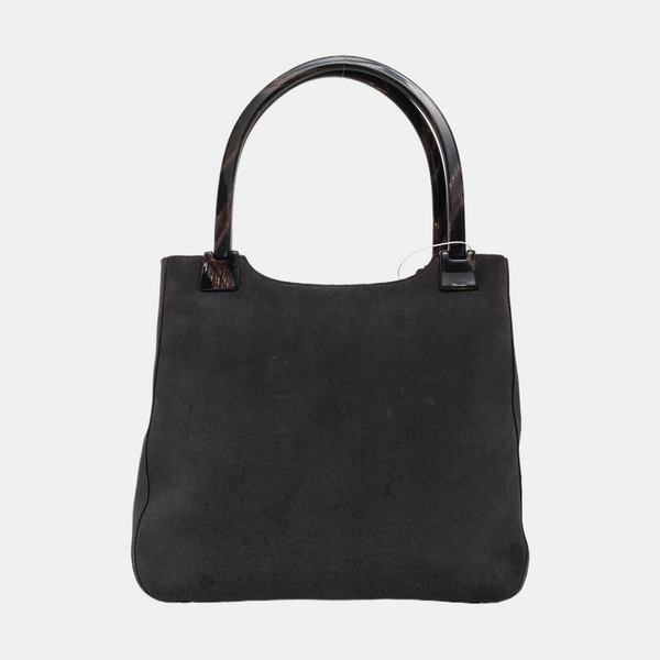 Suede Top Handle Bag Gray