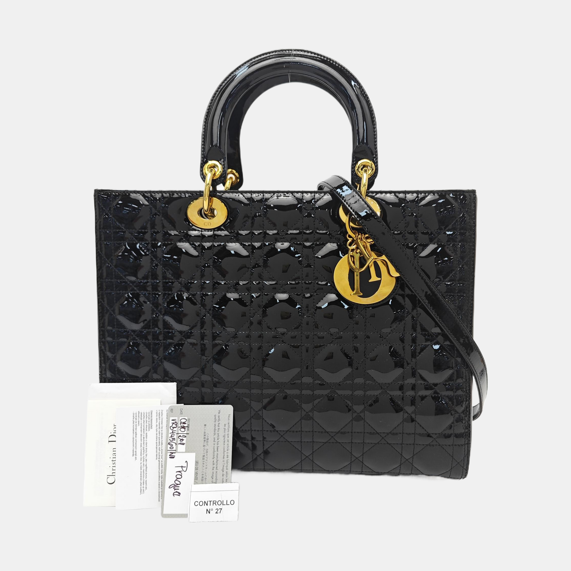 Lady Dior Large Patent Leather Black