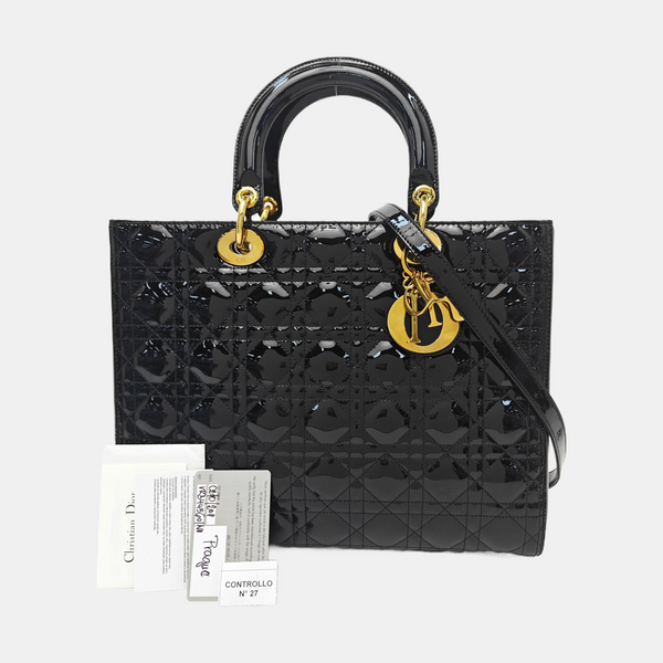 Lady Dior Large Patent Leather Black