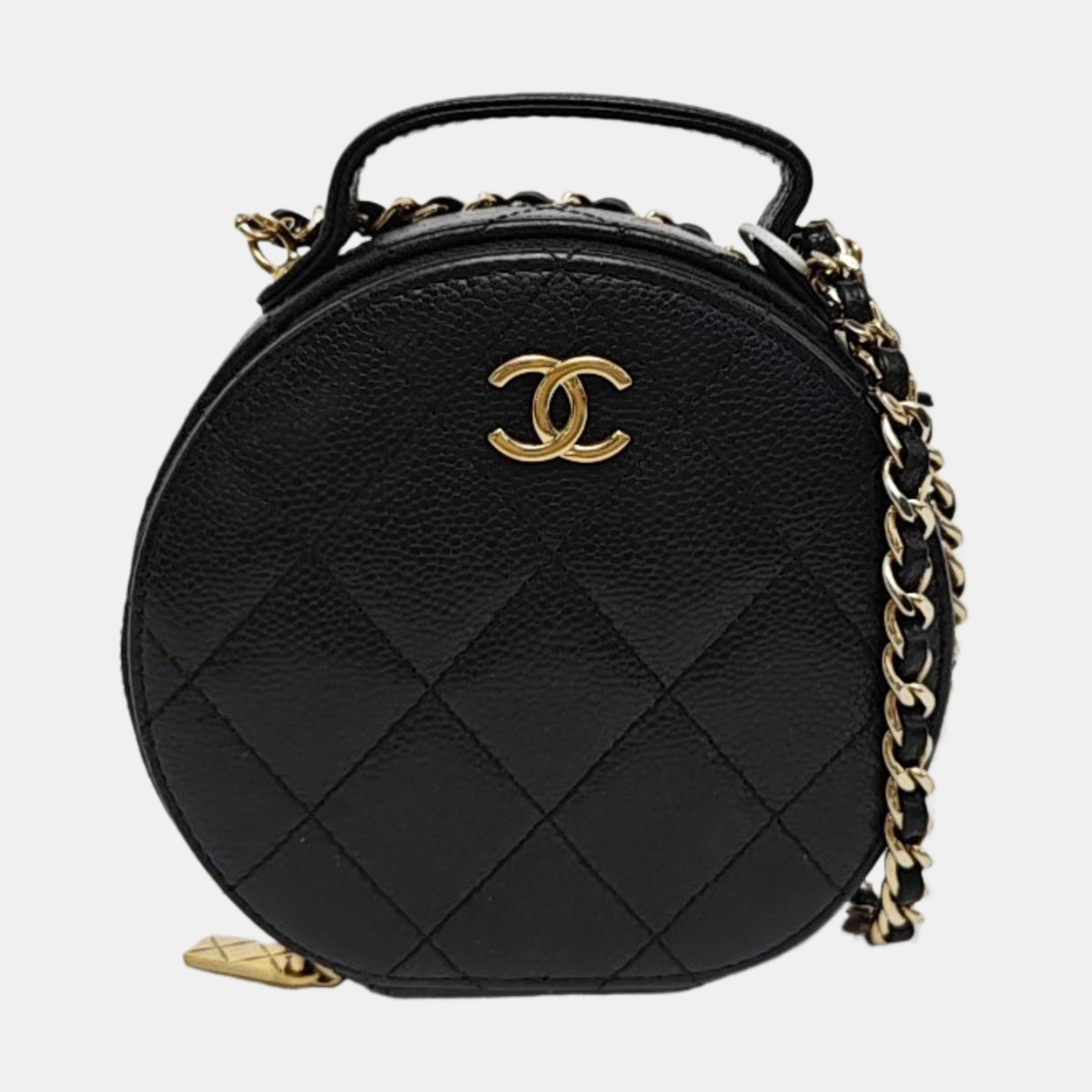 ROUND Quilted Grained Calfskin Black