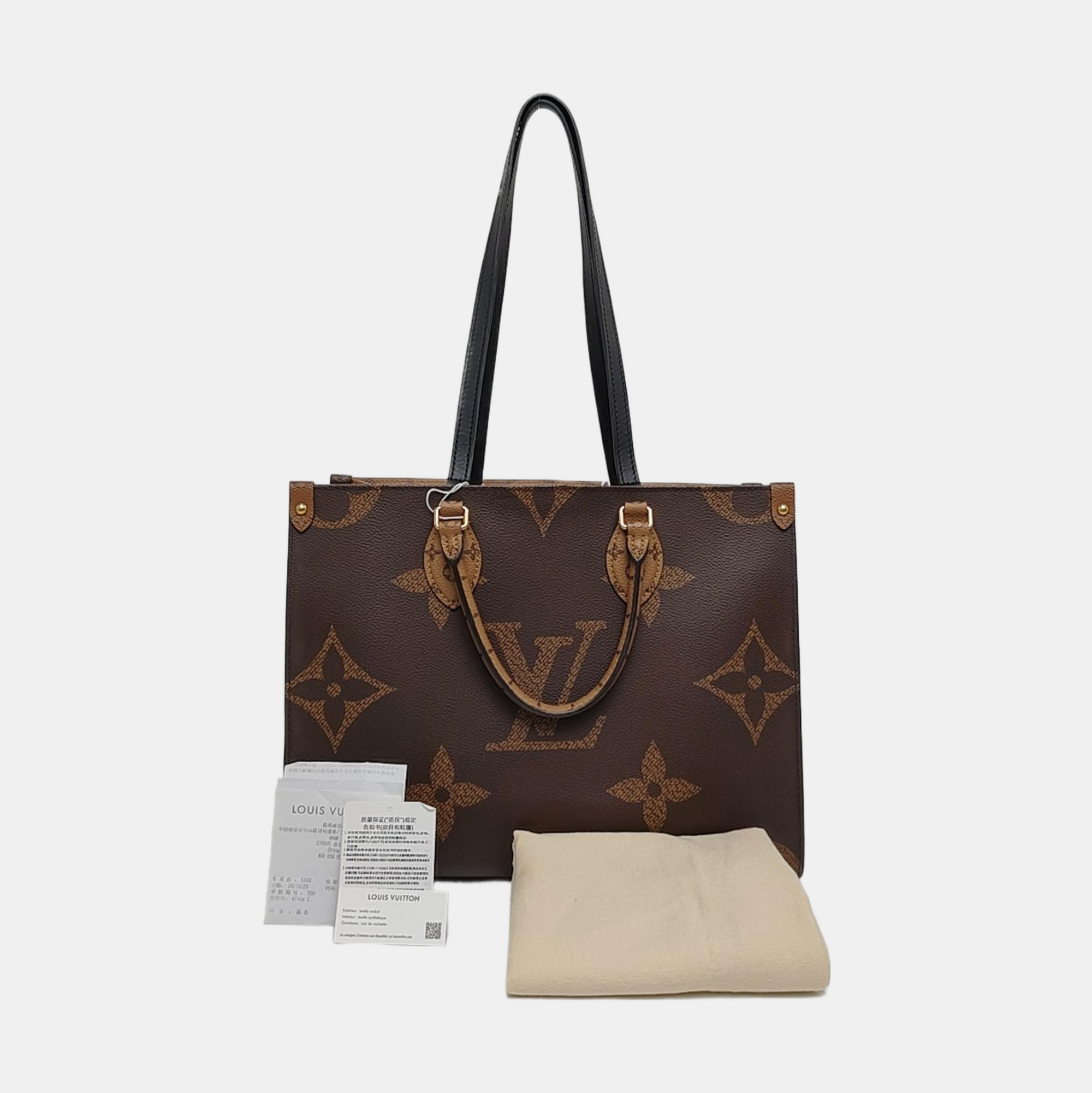 Authenticated pre-owned  ONTHEGO MM Monogram Coated Canvas Brown - Tote Bag at Looply
