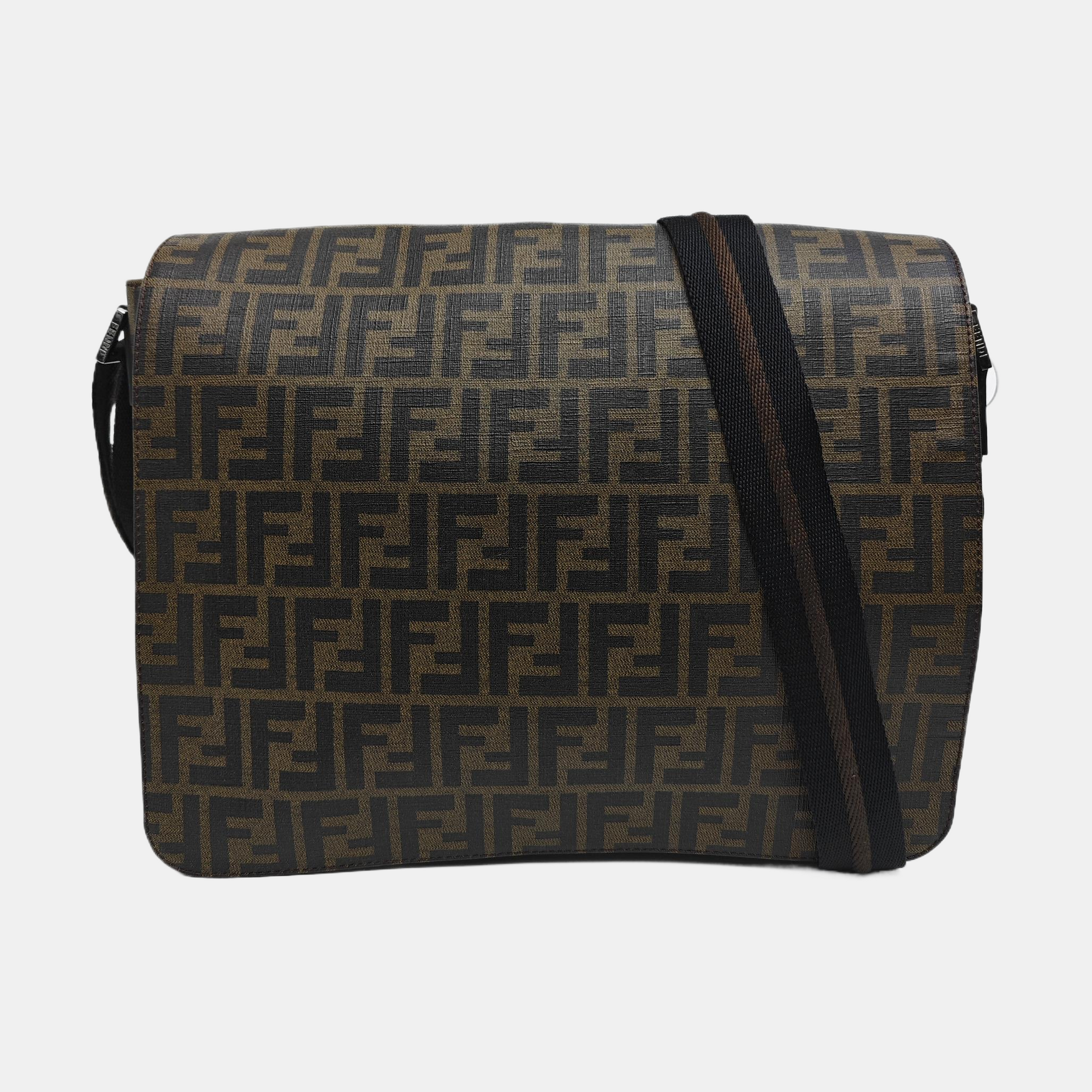 Monogram Coated Canvas Crossbody Bag Brown