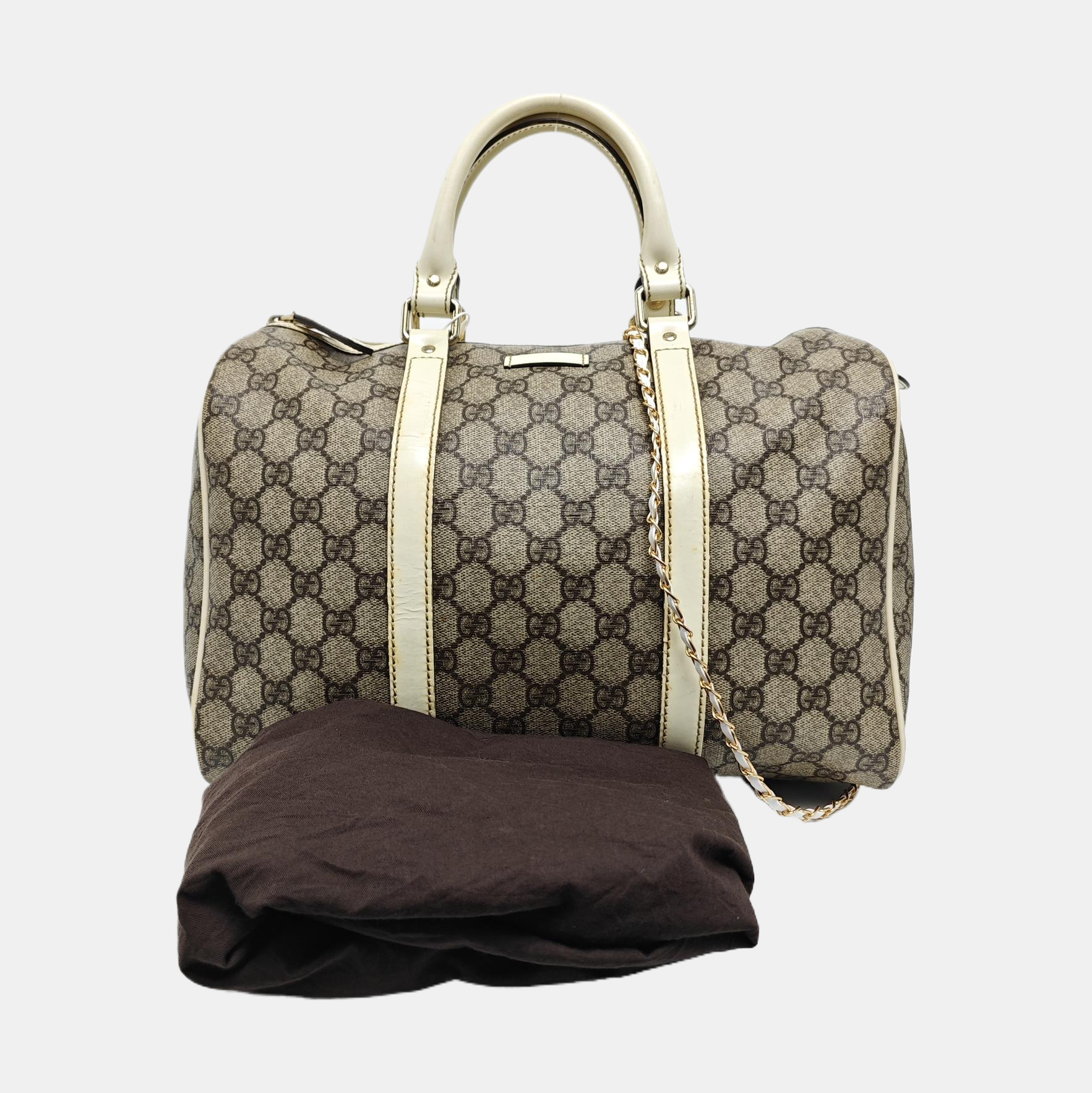 Boston Monogram Coated Canvas Beige