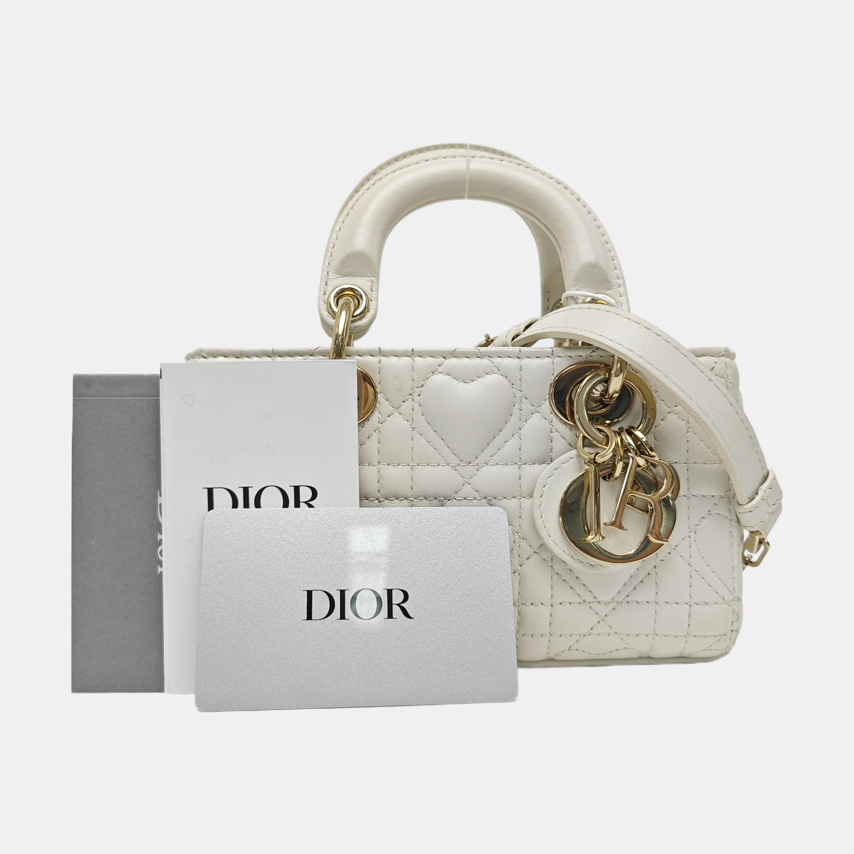 Lady D-Joy Super Mini Cannage Lambskin White