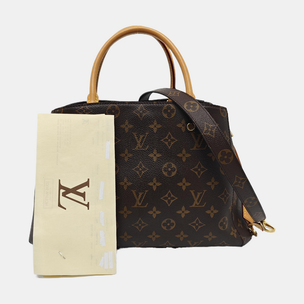 MONTAIGNE MM Monogram Coated Canvas Brown