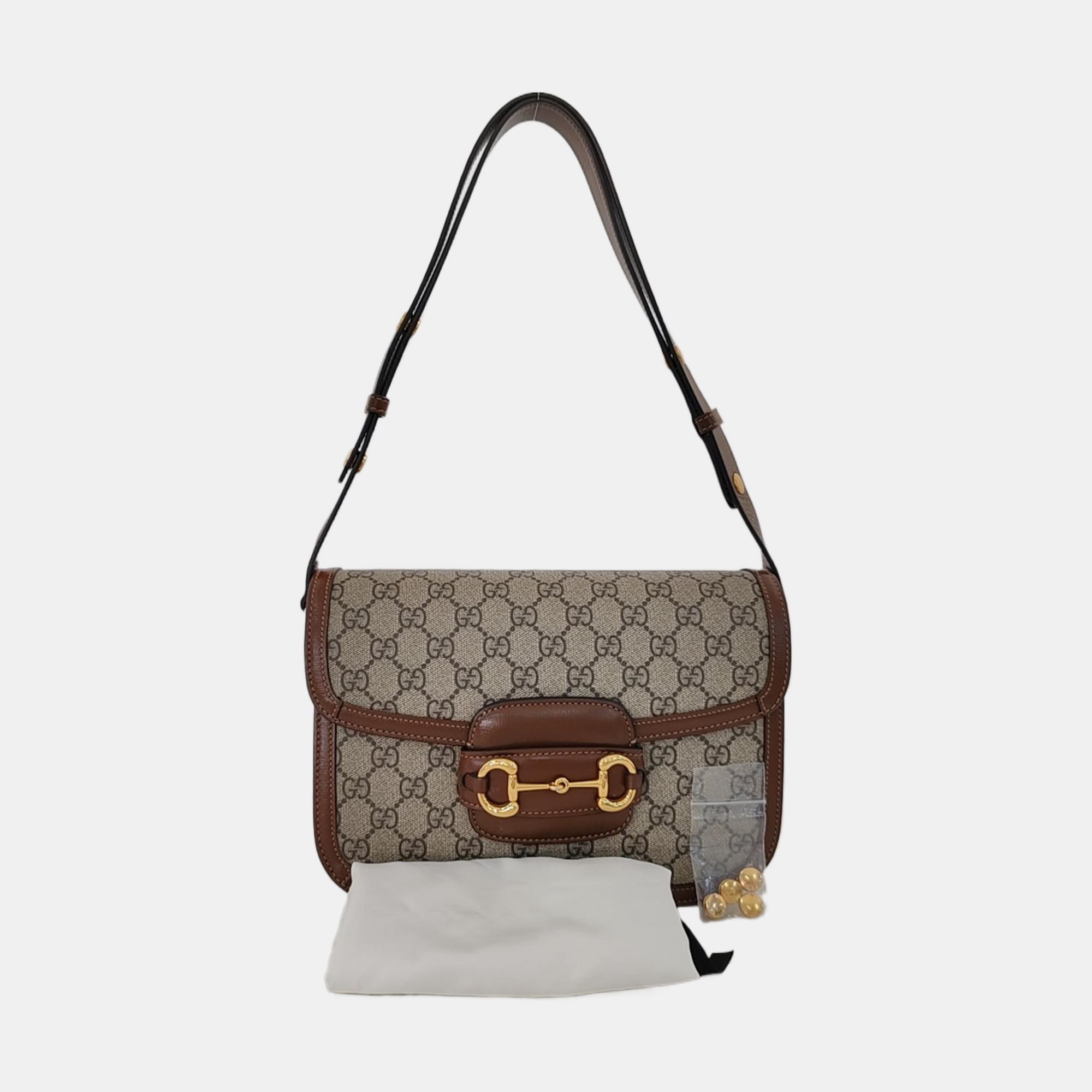 Horsebit 1955 Medium Monogram Coated Canvas Beige