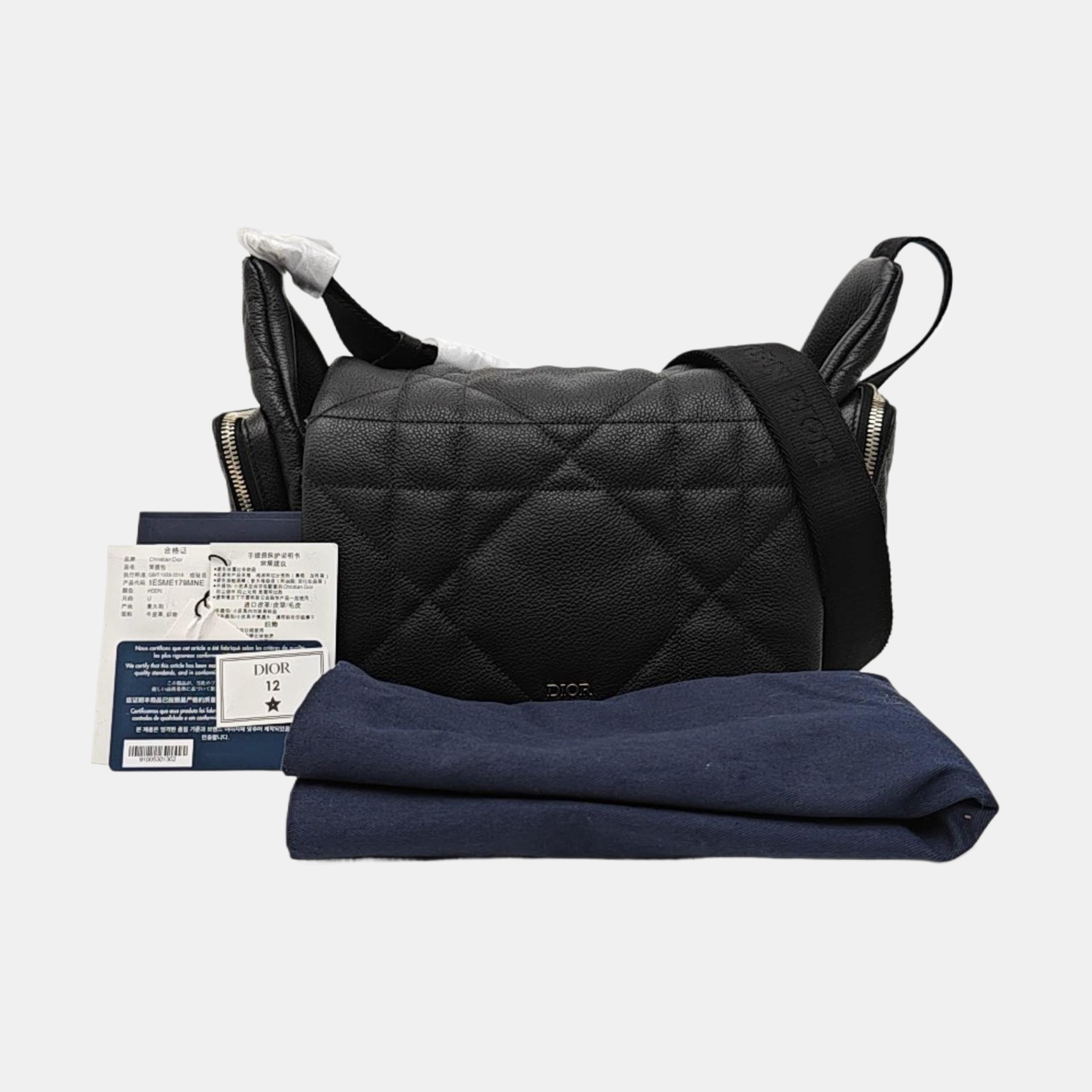Cannage Calfskin Shoulder Bag Black