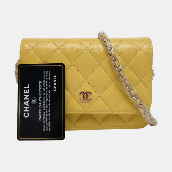 WOC Quilted Grained Calfskin Yellow