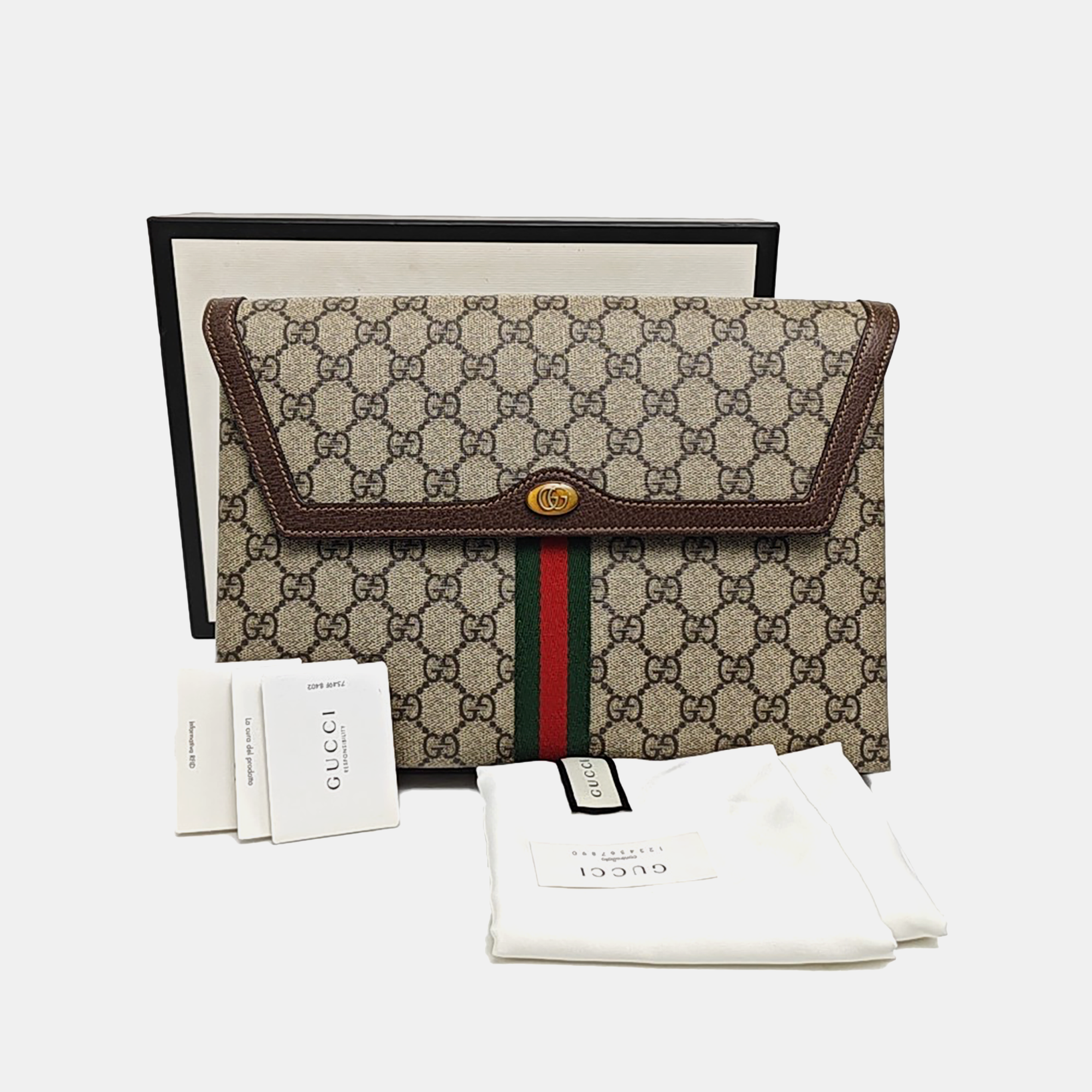 Monogram Coated Canvas Clutch Beige