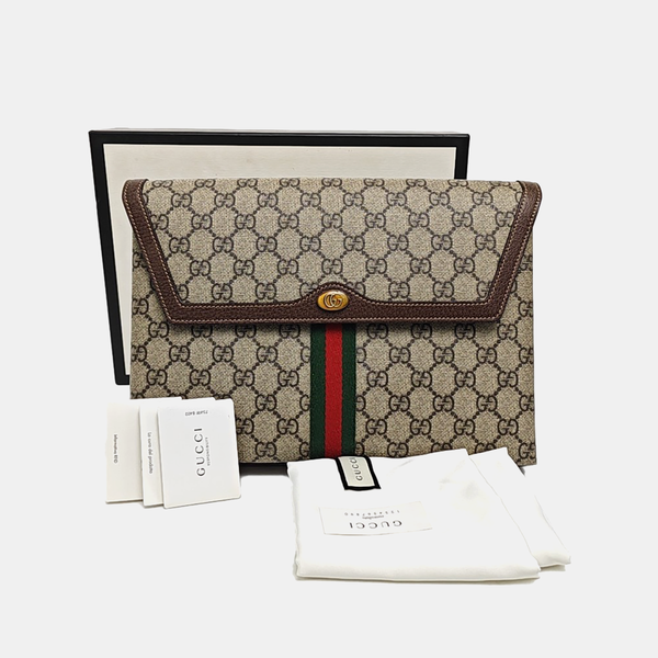 Monogram Coated Canvas Clutch Beige