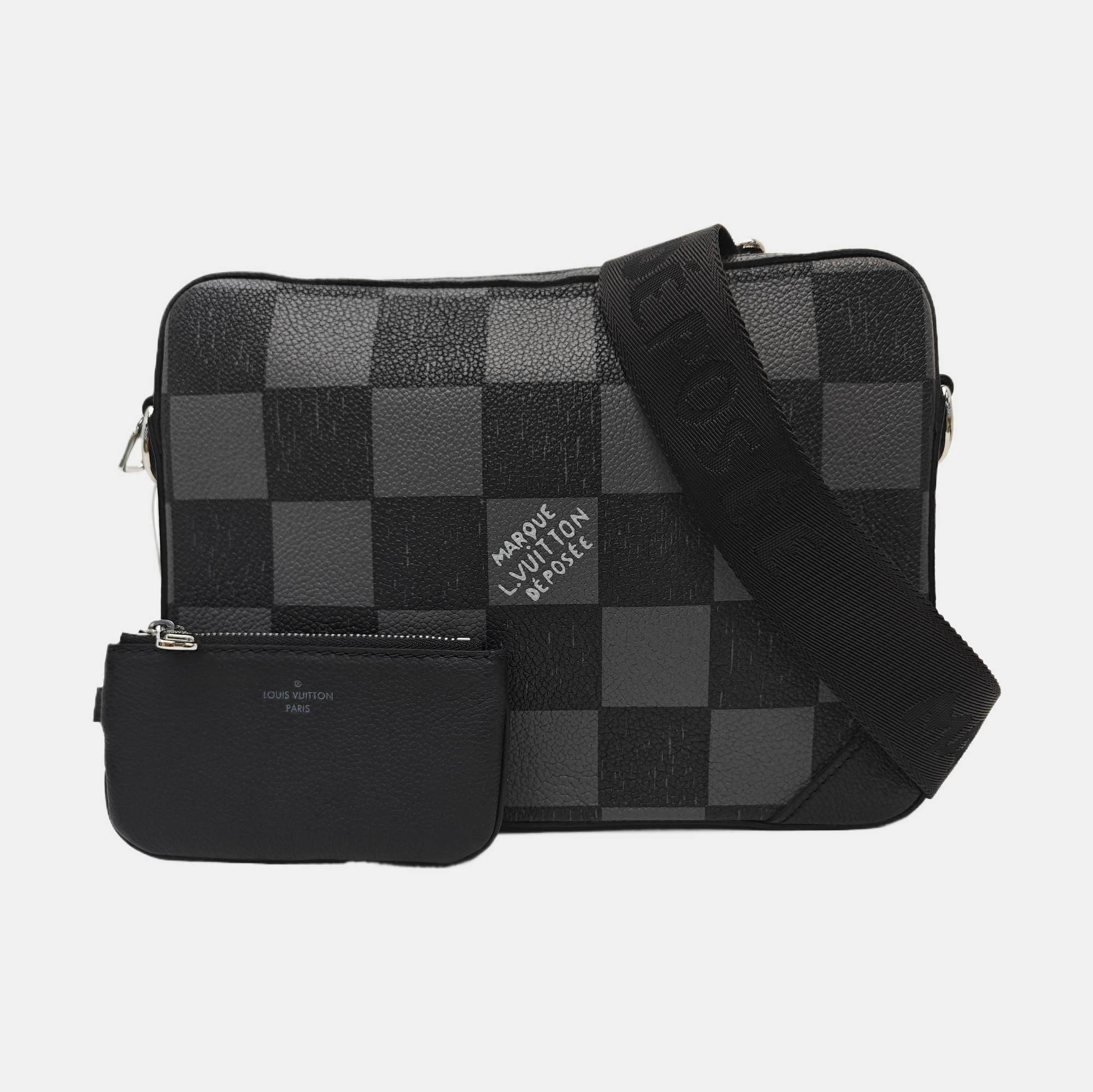 TRIO Damier Graphite Calfskin Gray