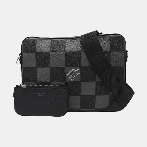TRIO Damier Graphite Calfskin Gray