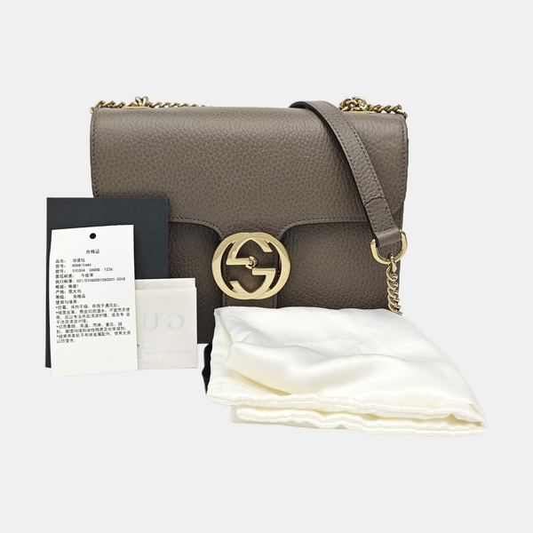 Interlocking G Small Calfskin Gray