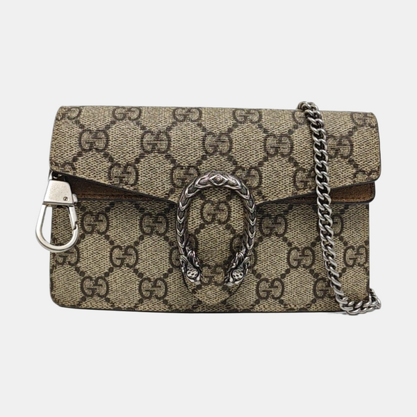 Dionysus Super Mini Monogram Coated Canvas Beige