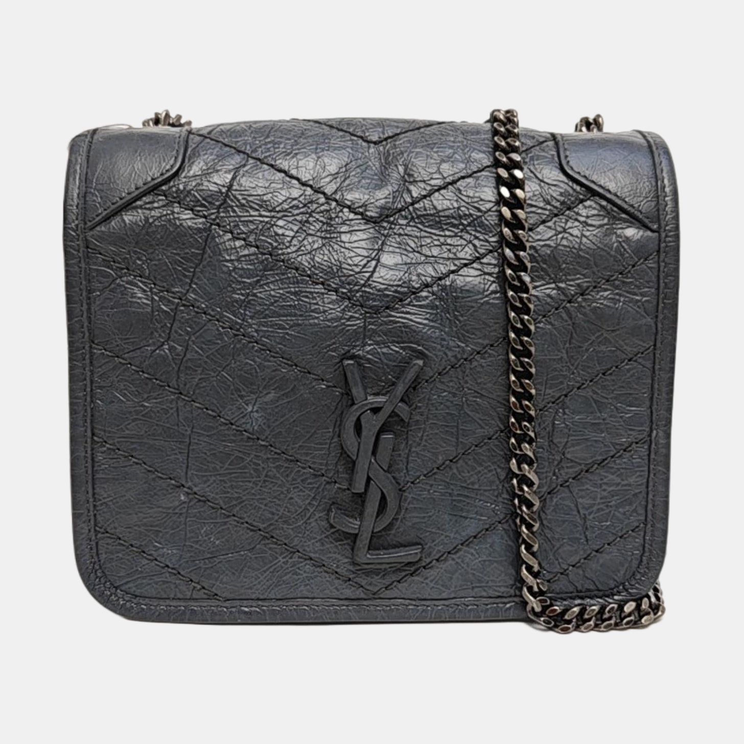 NIKI Mini Chevron Calfskin Gray