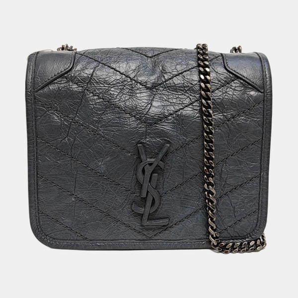 NIKI Mini Chevron Calfskin Gray