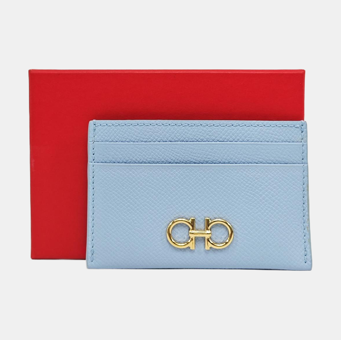 Gancini Calfskin Blue Card Holder