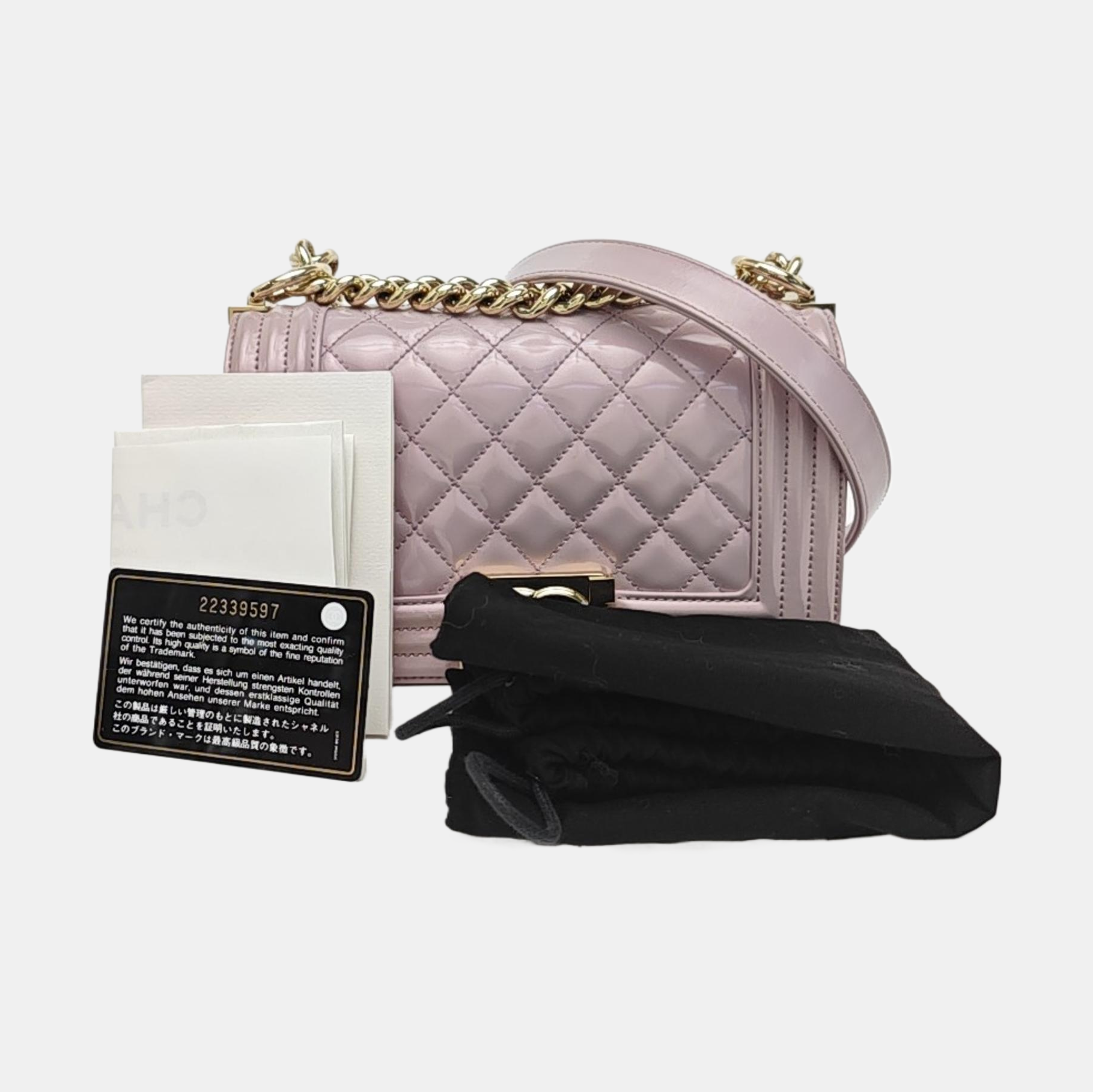 BOY CHANEL Small Quilted Patent Leather Purple