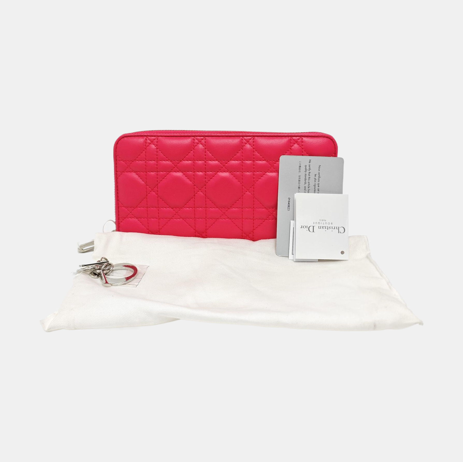 Lady Dior Small Quilted Lambskin Red Wallet