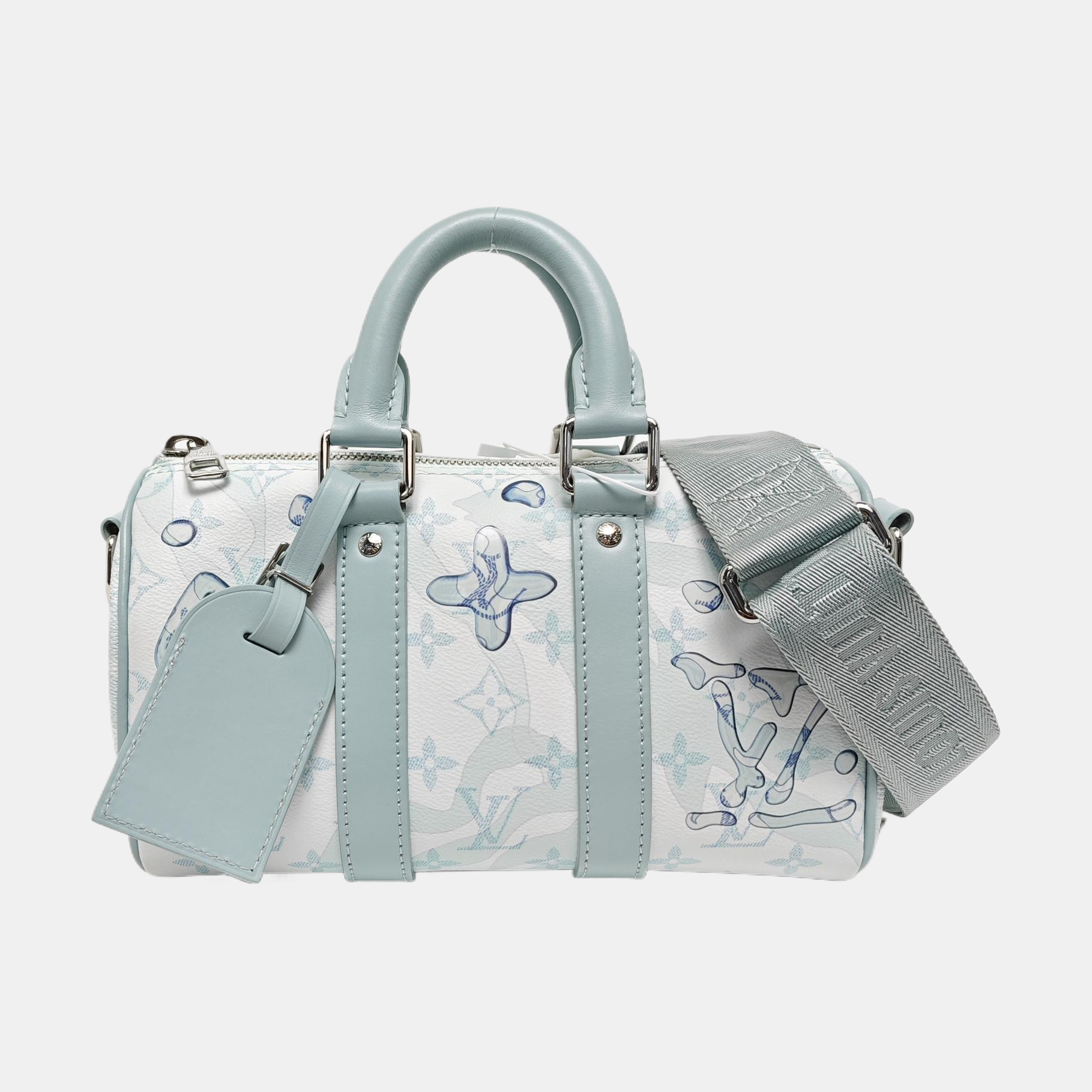 KEEPALL 25 Monogram Coated Canvas Blue