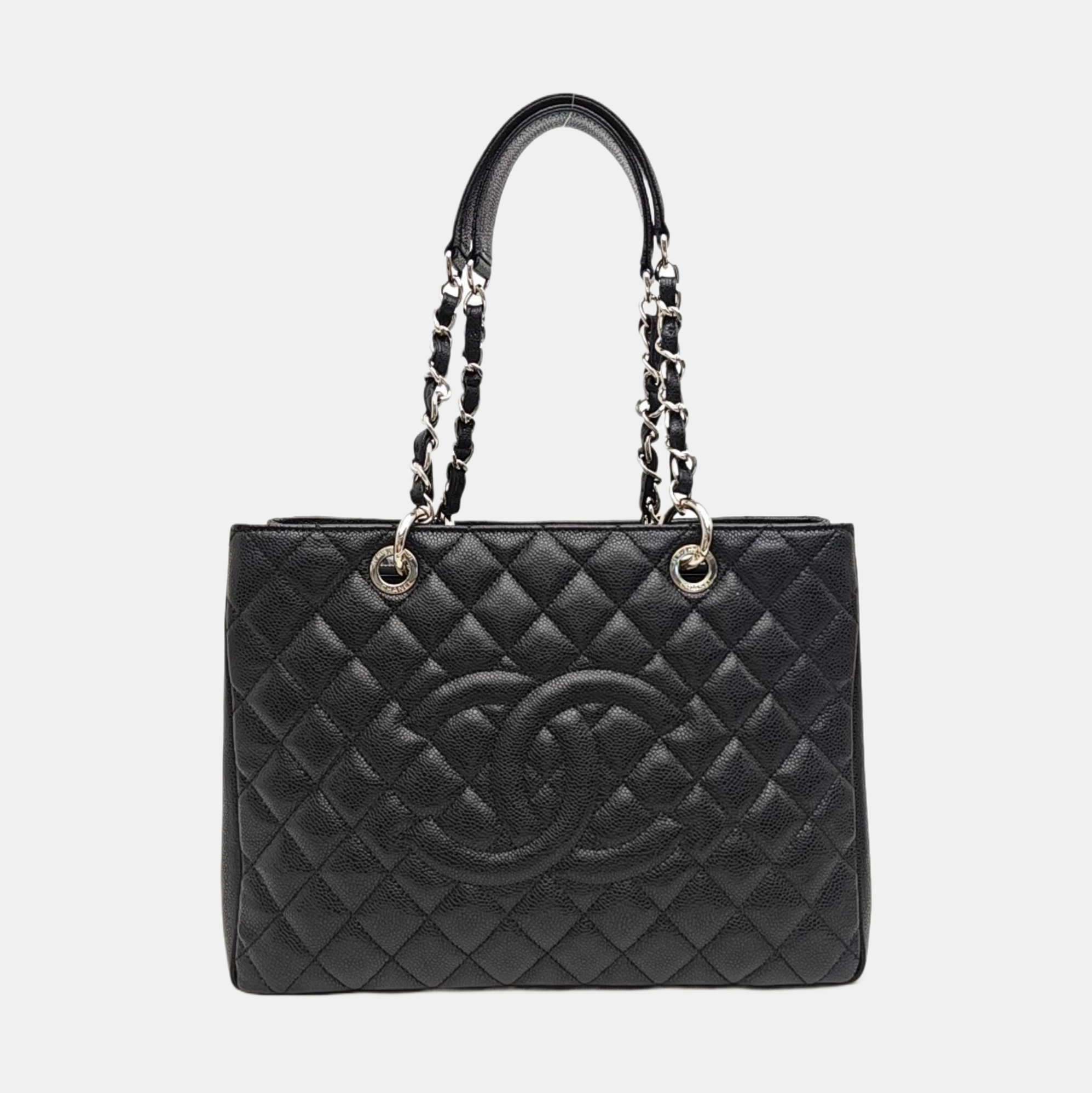 CHANEL GST Large Quilted Grained Calfskin Black