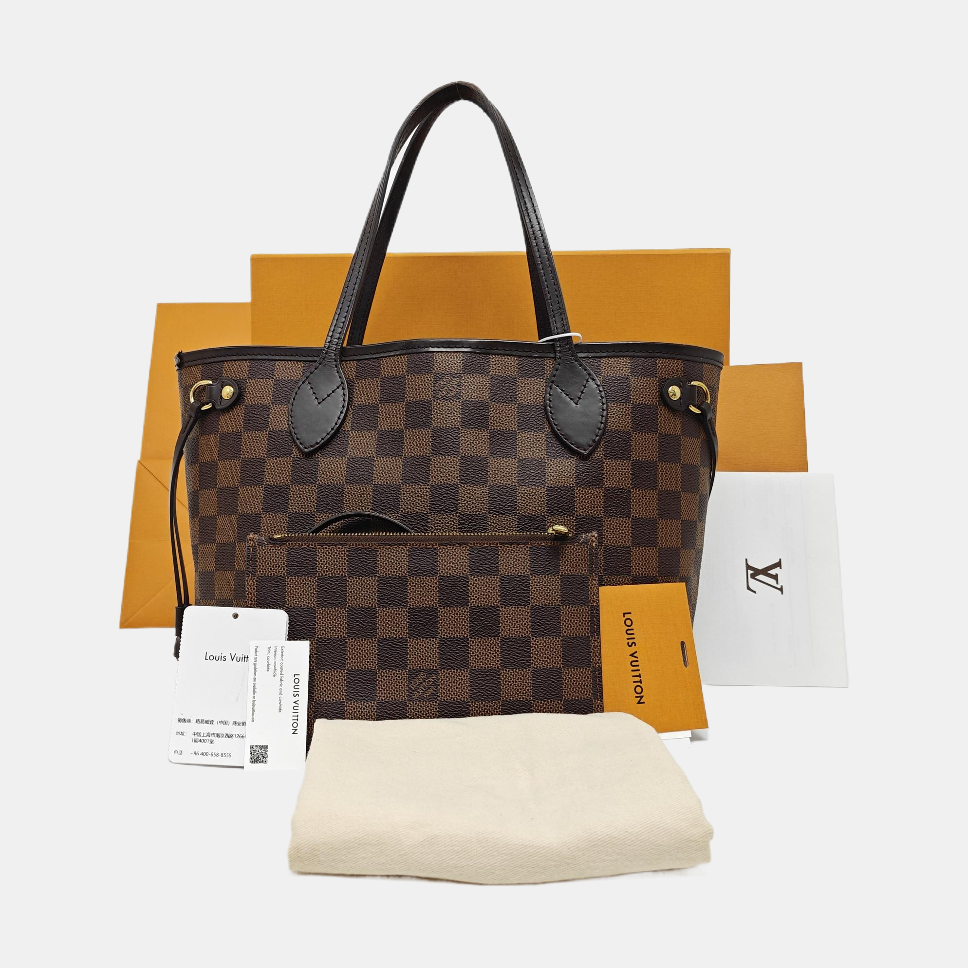 NEVERFULL PM Damier Ebene Coated Canvas Brown