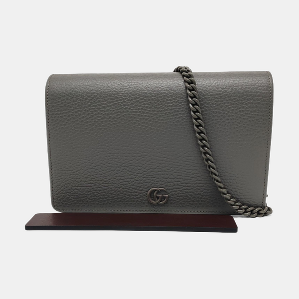 Authenticated pre-owned  GG Marmont Mini Calfskin Gray - Shoulder Bag at Looply