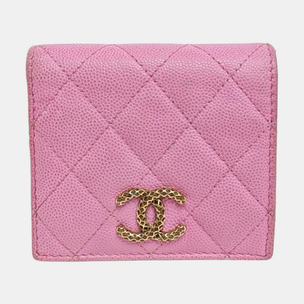 Quilted Grained Calfskin Wallet Purple