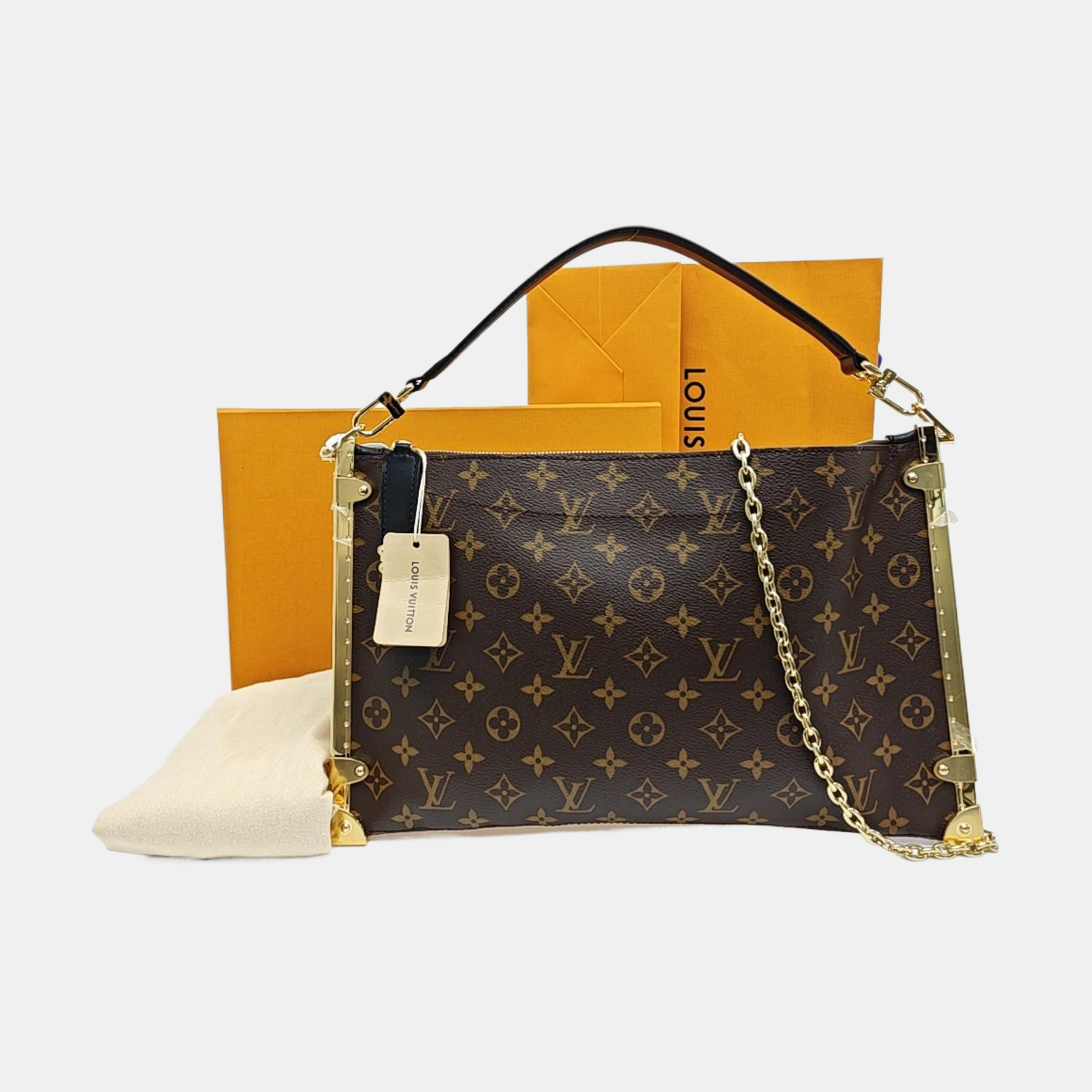 Lucky Trunk Monogram Coated Canvas Brown