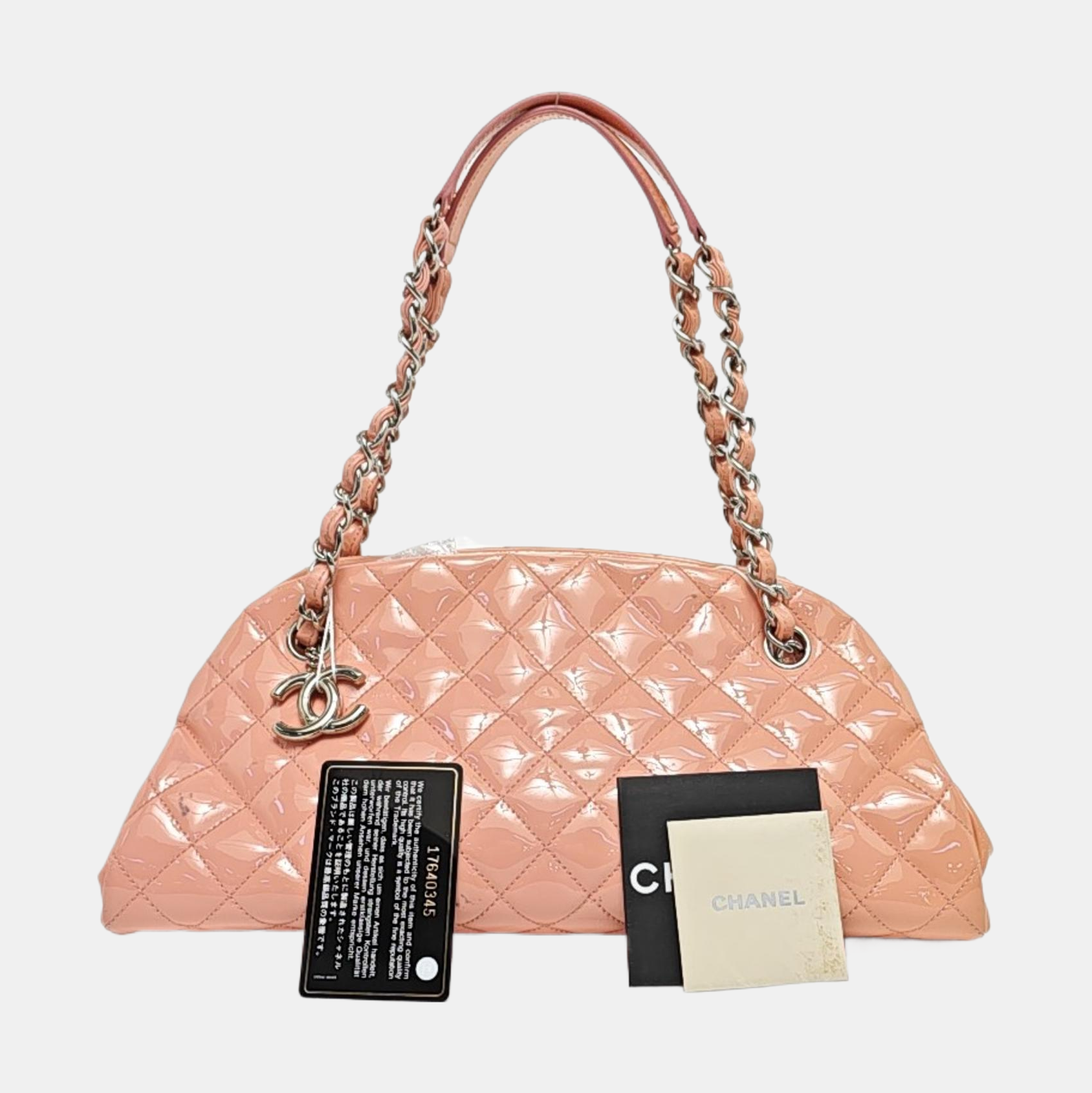 Authenticated pre-owned  JUST MADEMOISELLE Quilted Patent Leather Pink - Top Handle Bag at Looply