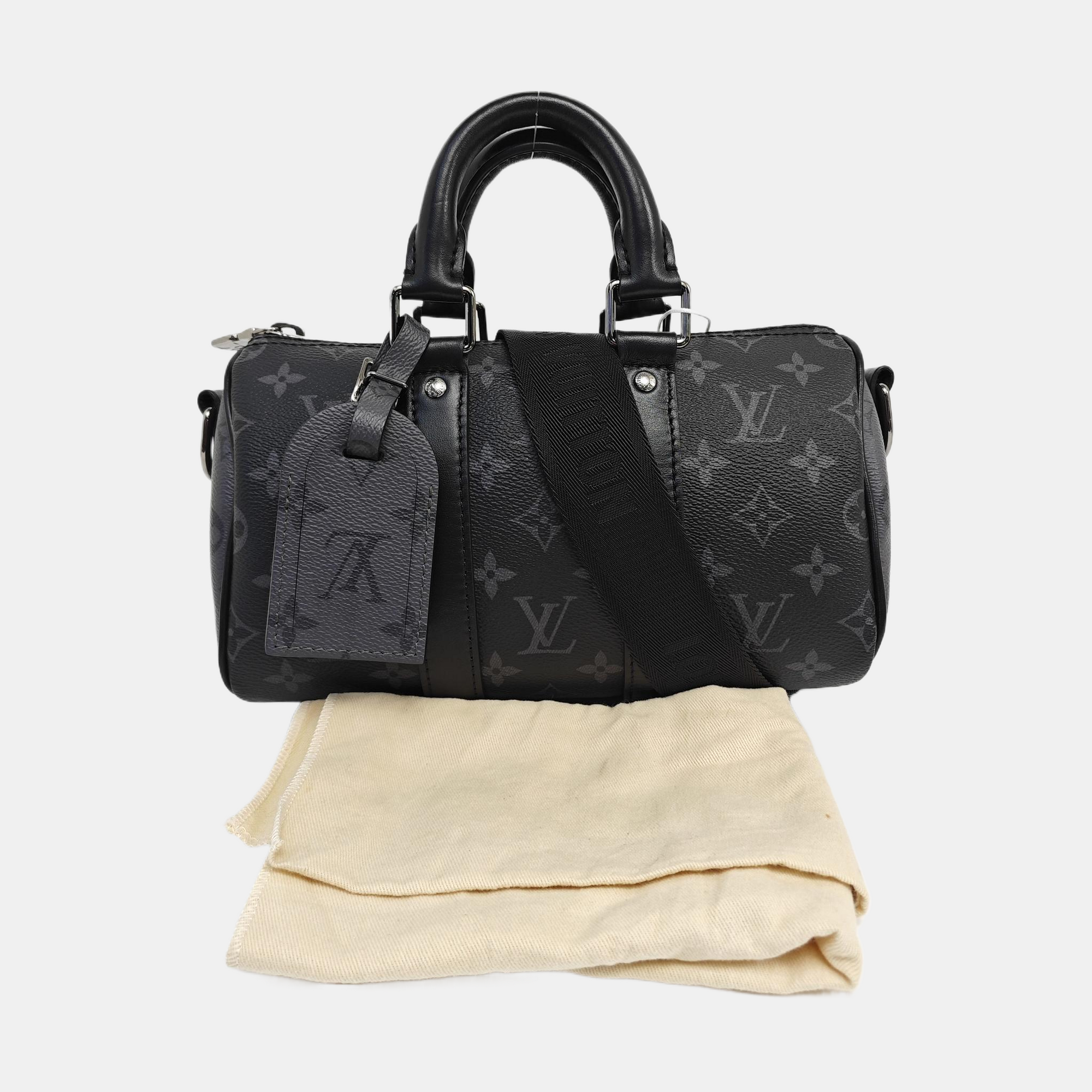 KEEPALL 25 Monogram Coated Canvas Black