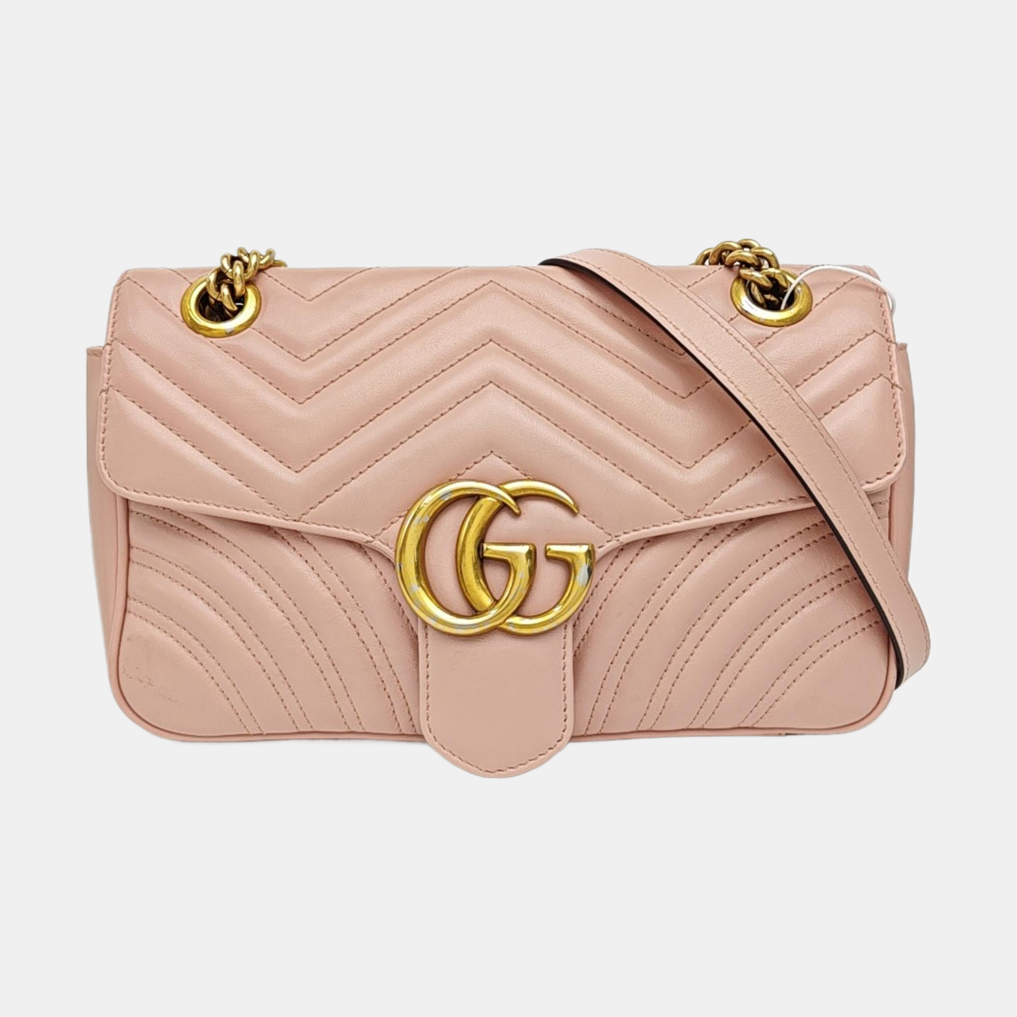 GG Marmont Medium Quilted Calfskin Pink