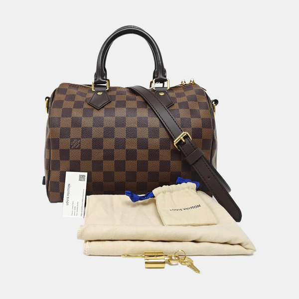 SPEEDY 25 Damier Ebene Coated Canvas Brown