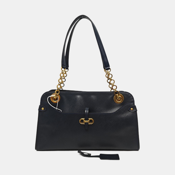 Calfskin Top Handle Bag Blue