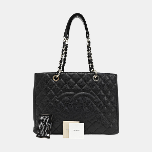 CHANEL GST Large Quilted Grained Calfskin Black