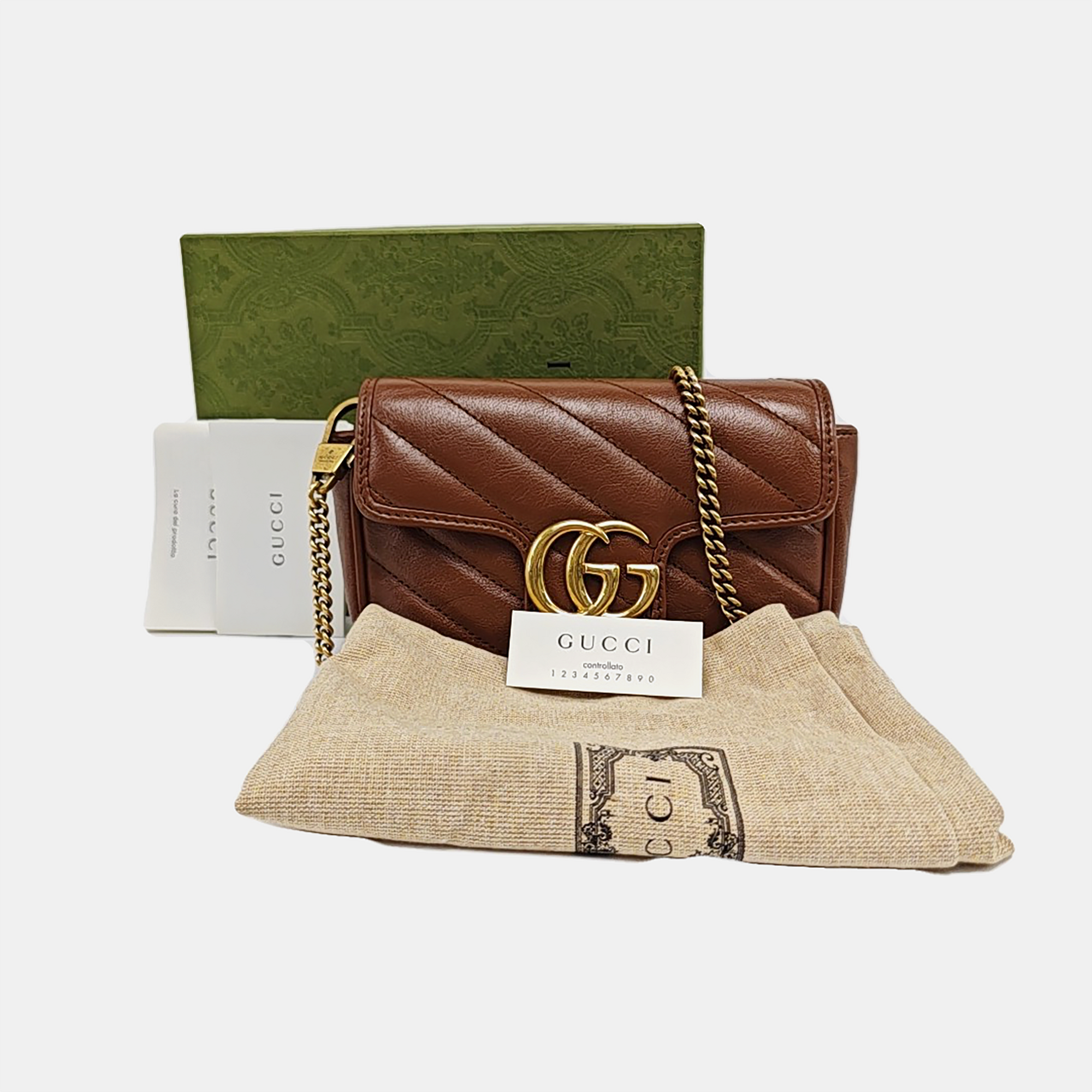 GG Marmont Mini Quilted Calfskin Brown
