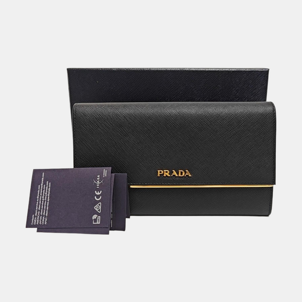 Saffiano Calfskin Clutch Black