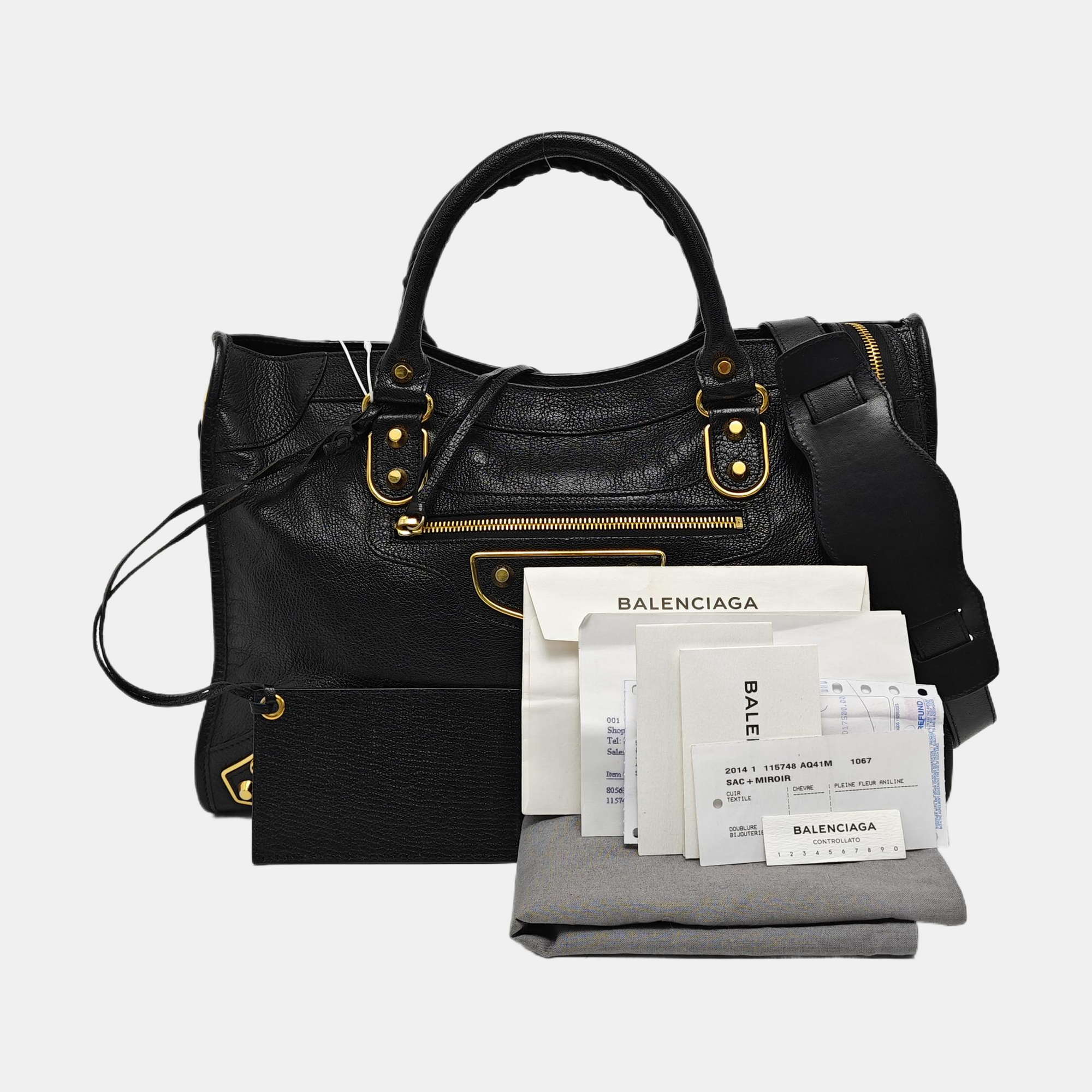 Classic Metallic Edge City Medium Lambskin Black