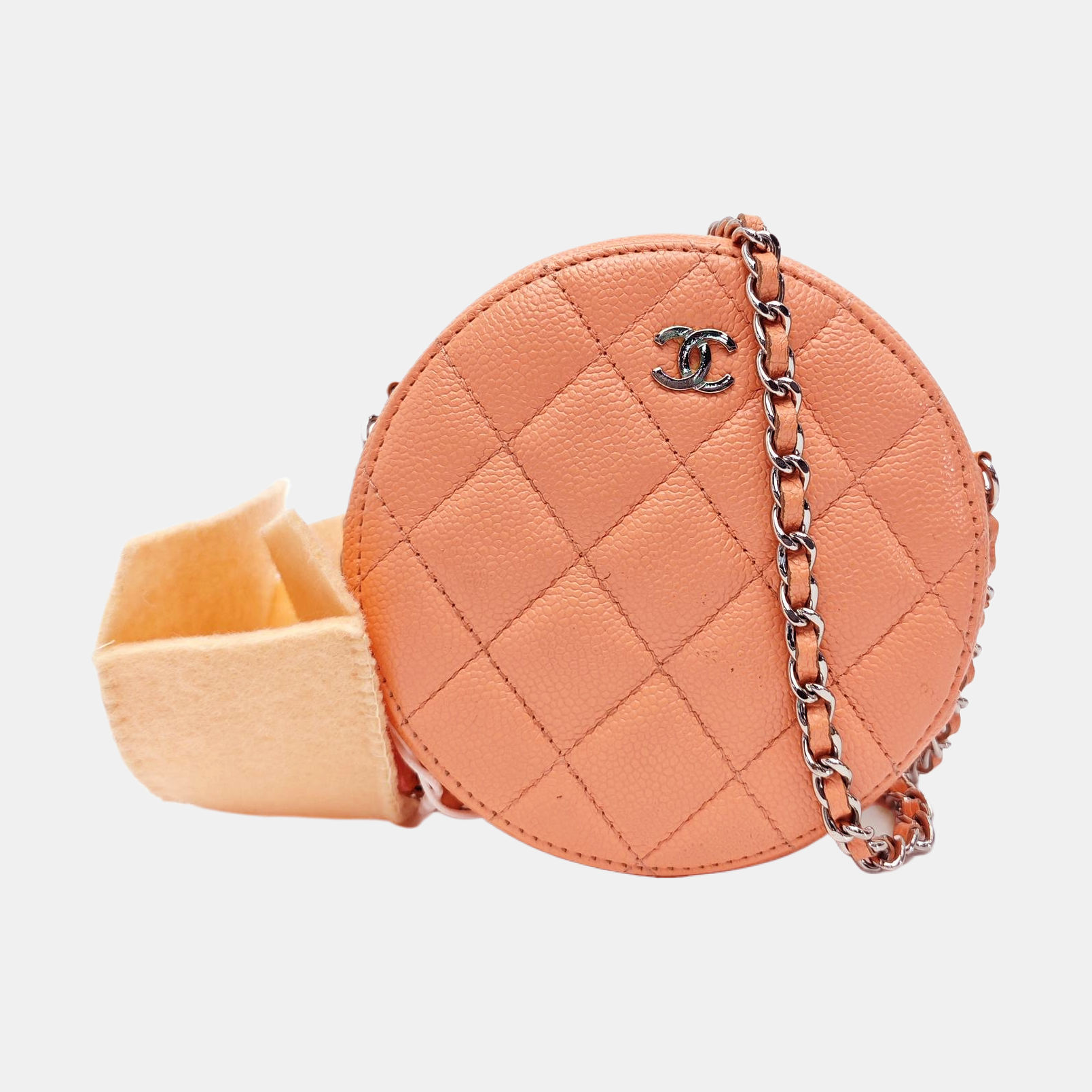 ROUND Quilted Grained Calfskin Pink