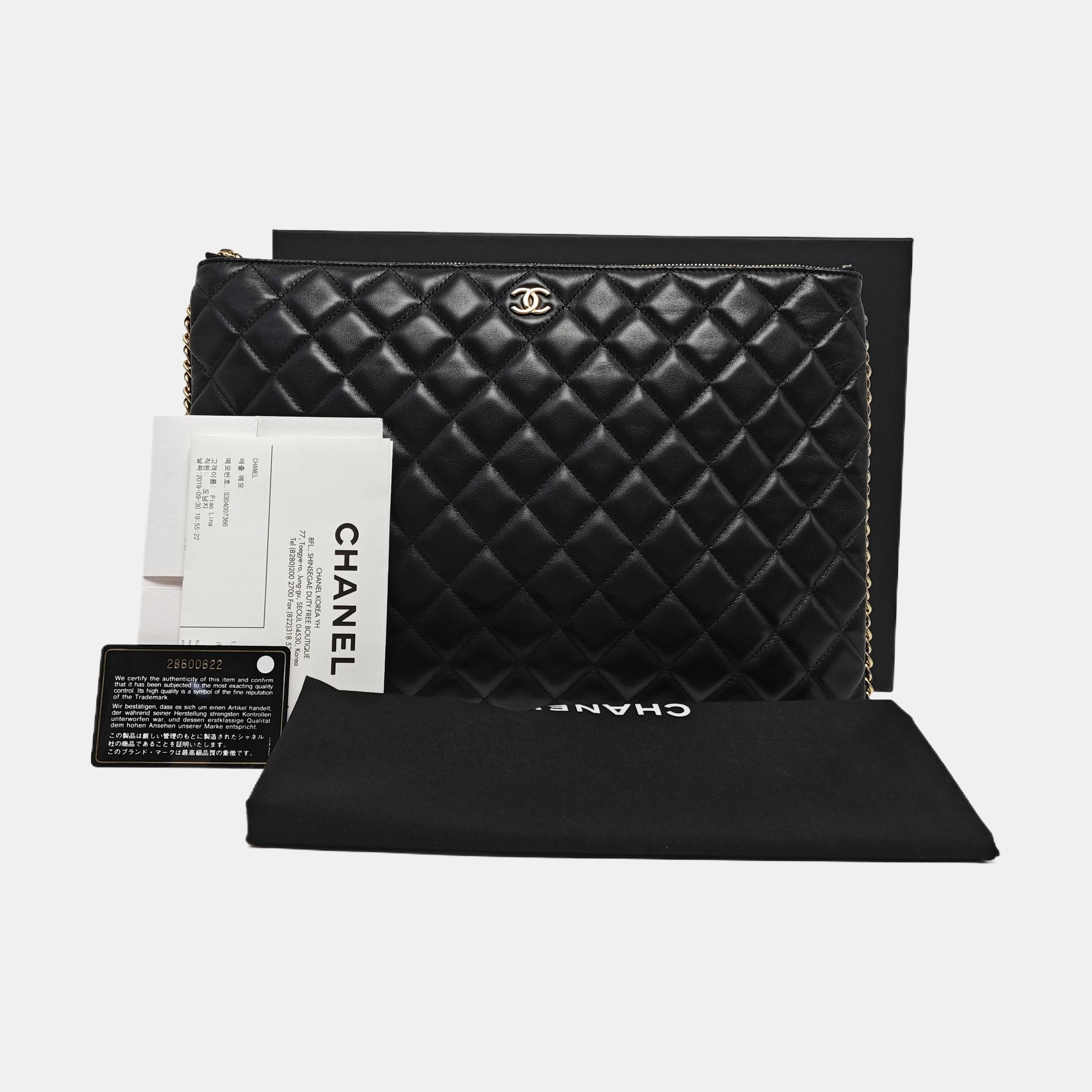 Quilted Lambskin Clutch Black