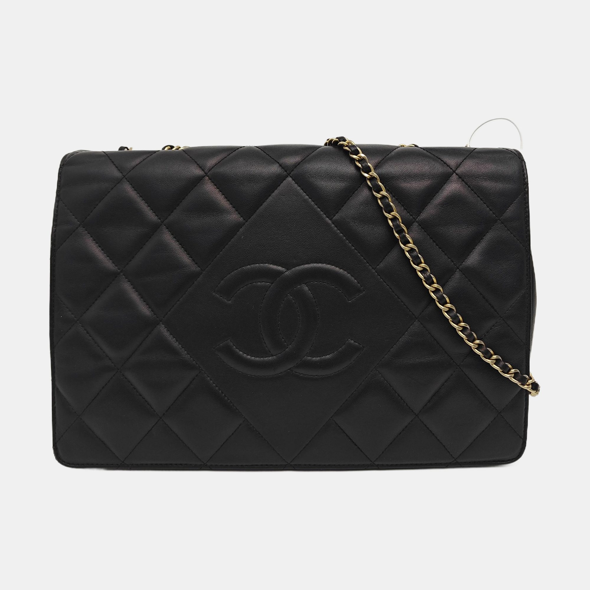 Quilted Lambskin Shoulder Bag Black
