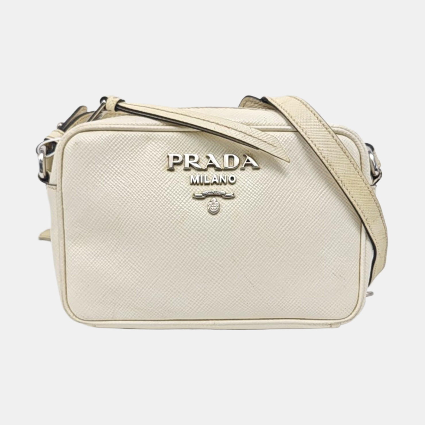 Saffiano Calfskin Shoulder Bag White