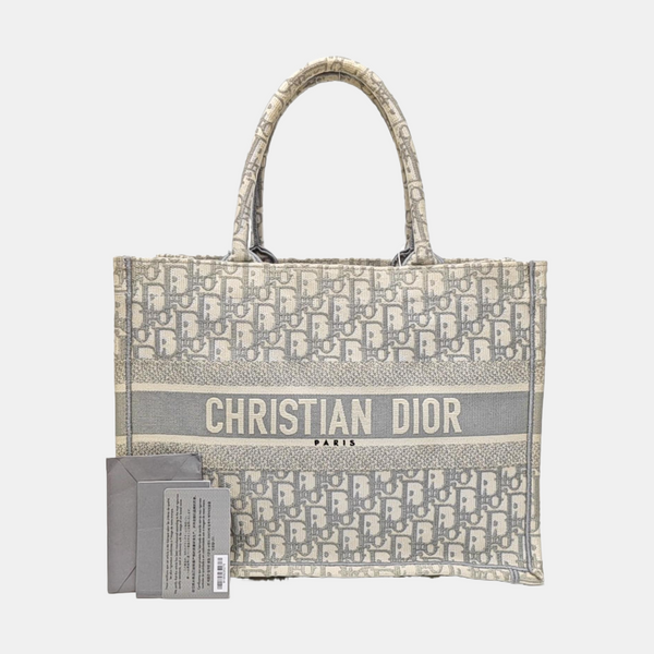 Book Tote Medium Oblique Canvas White