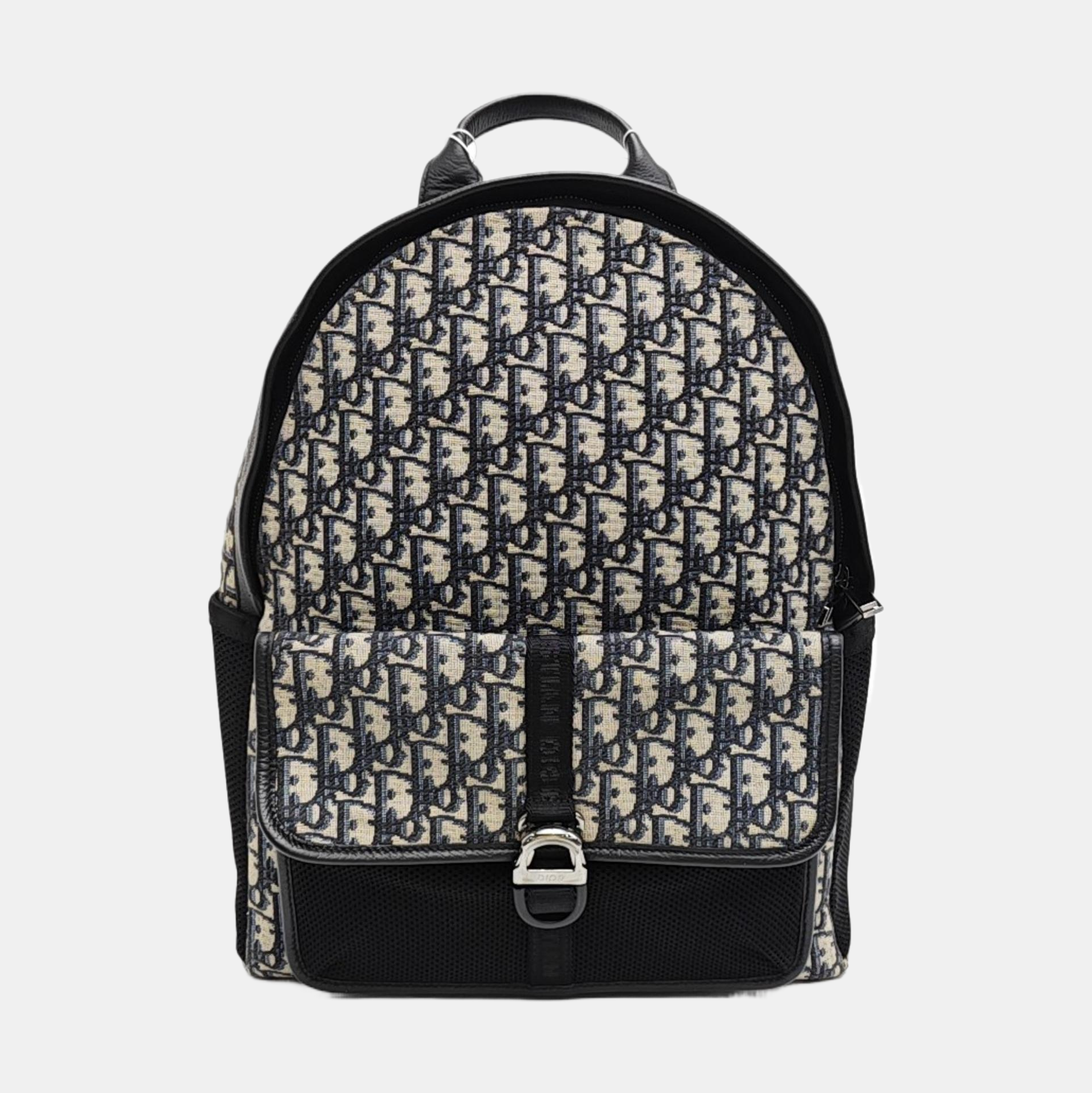 Oblique Coated Canvas Backpack Beige