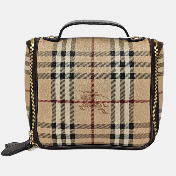 Coated Canvas Top Handle Bag Beige